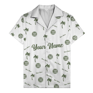 custom palm tree silhouette & name logo black white hawaiian shirt
