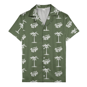 custom palm trees & your logo repeat black gold hawaiian shirt