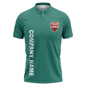 custom shield logo vertical text corporate branded polo shirt