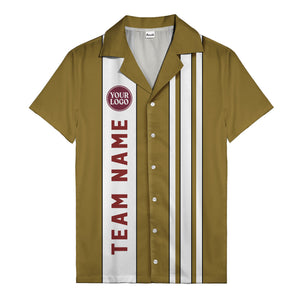 Custom Team Logo Striped Maroon Black White Hawaiian Shirt For Men