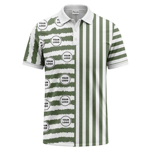 customizable black & white stripes with logo circles polo shirt