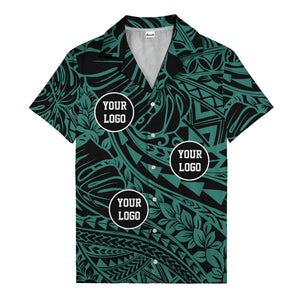 customizable logo circles pattern black hawaiian shirt for men