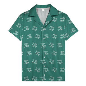 customizable repeat logo monochrome black hawaiian shirt for men