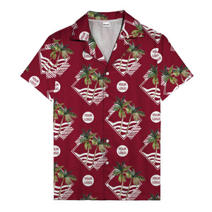 diamond waves & palm trees graphic hawaiian shirt for men