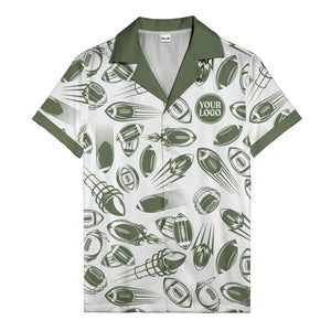 dynamic footballs & speed lines black white graphic hawaiian shirt for men
