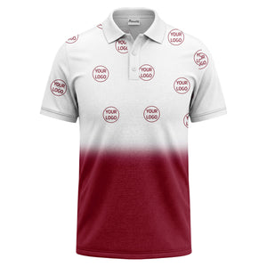gradient black white custom logo repeat polo shirt