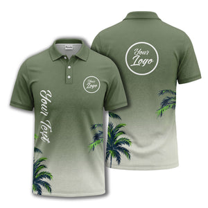 gradient fade palm trees silhouette polo shirt with custom text