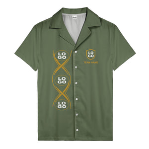 infinity symbol & shield crest black gold hawaiian shirt for men