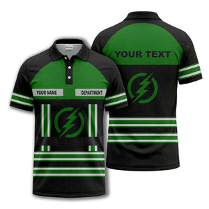 lightning bolt emblem & stripes corporate polo shirt