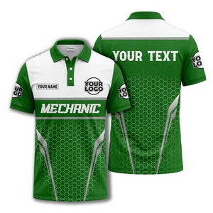 mechanic hexagon geometric pattern corporate uniform custom polo shirt