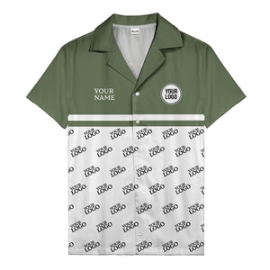 monochrome custom logo repeat hawaiian shirt for men