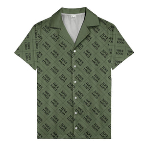 monochrome diamond grid custom logo repeat hawaiian shirt for men