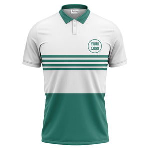 monochrome horizontal stripes & circular logo modern minimalist polo shirt for men