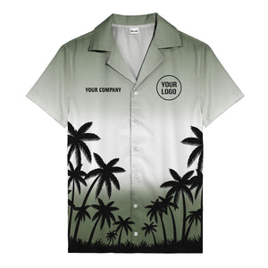 monochrome palm tree gradient silhouette hawaiian shirt for men