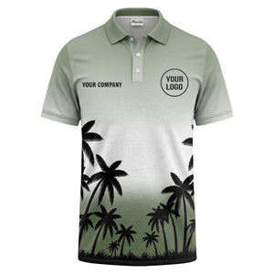 monochrome palm trees ombre gradient sky polo shirt for men