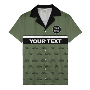 personalized logo & text striped hawaiian shirt for teams