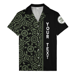 polynesian tribal swirls black white circular motifs hawaiian shirt for men