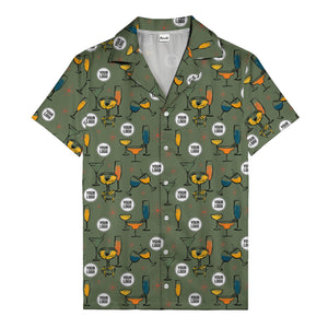retro cocktail glasses & martini starburst hawaiian shirt