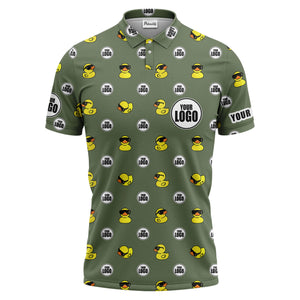 rubber duck repeat cartoon pattern custom logo black polo shirt for men