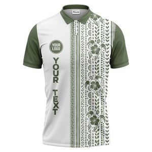 sea turtles hibiscus polynesian tribal black white polo shirt for men