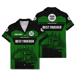 semi-truck cityscape hawaiian shirt for road-warrior professionals