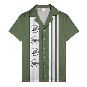 Vintage Black & White Bowling Circles Geometric Hawaiian Shirt For Men
