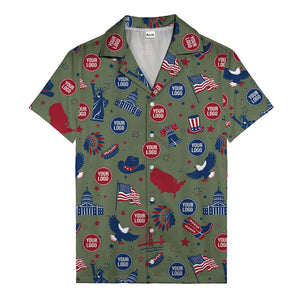vintage cartoon statue of liberty & eagles patriotic hawaiian shirt
