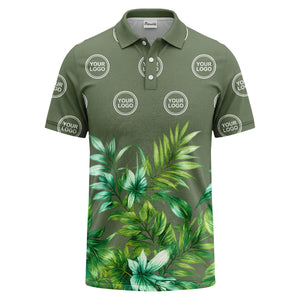 watercolor exotic ferns & logo circle polo shirt
