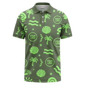 watercolor palm trees seashells waves polo shirt for beach vacation