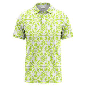 watercolor sunburst floral repeat pattern golf polo shirt