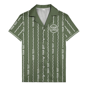 wavy line personalized hawaiian shirt with custom text & logo