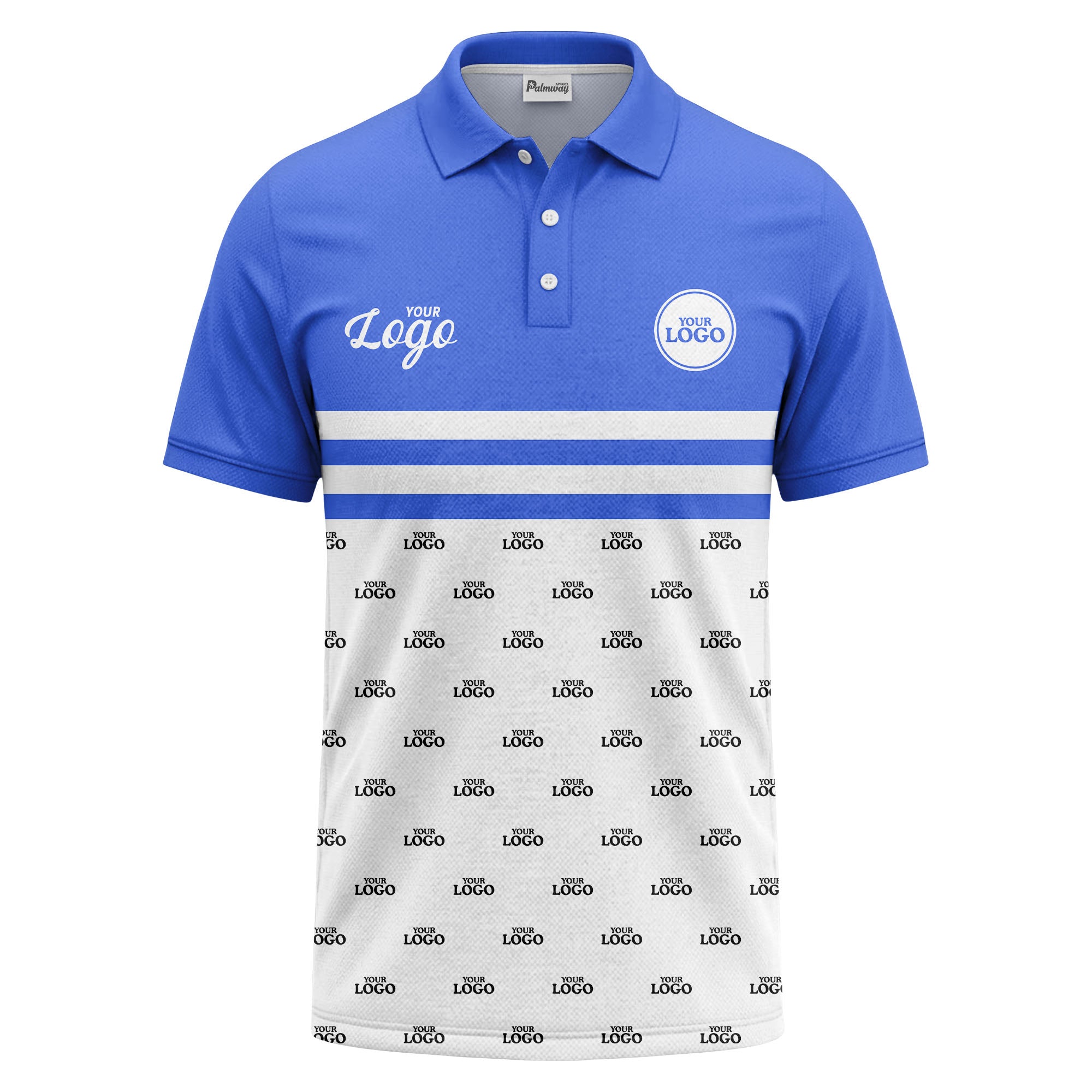 Custom Multi Color Striped Logo Golf Polo Shirt For Corporate Branding