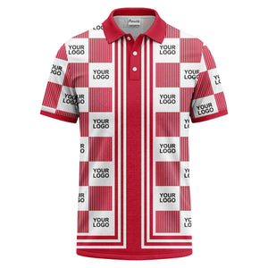 barcode graphic custom logo black white polo shirt for men