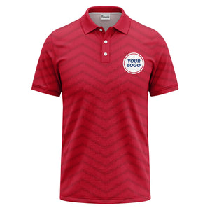 black chevron dot geometric pattern custom logo polo shirt for men