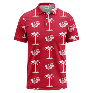 black gold palm trees & customizable logos graphic polo shirt