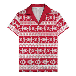 black sea turtles & white floral repeat hawaiian shirt for men