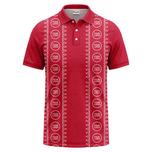 black white fish symbol repeat pattern golf polo shirt