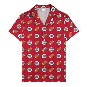 cartoon football field custom logo pattern black hawaiian shirt for men