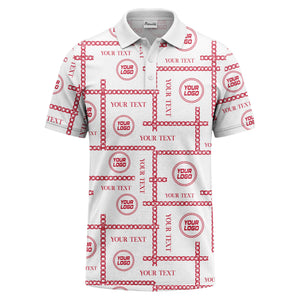 chain link grid custom logo monochrome polo shirt for men