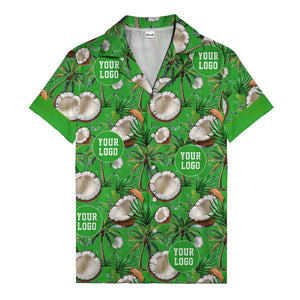 coconut palms & ice cubes on black beach photo hawaiian shirt for men