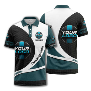 custom logo hexagon diagonal stripes polo shirt for men