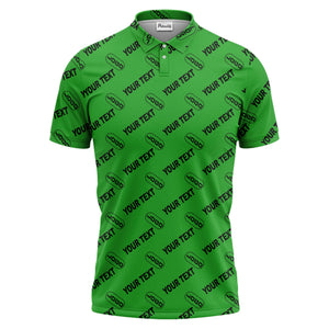 custom logo & monogram text repeat pattern black polo shirt for men