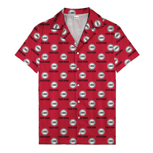 custom logo & name repeat pattern black hawaiian shirt for men