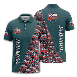 custom logo repeat vertical text pattern personalized polo shirt