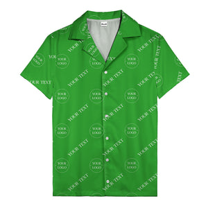 custom logo & text repeat black hawaiian shirt for personalized branding