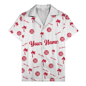 custom palm tree silhouette & name logo black white hawaiian shirt