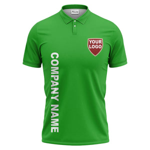 custom shield logo vertical text corporate branded polo shirt