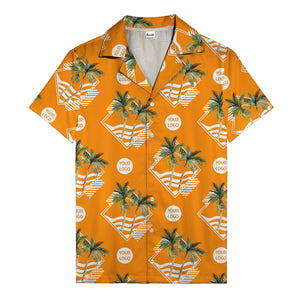 diamond waves & palm trees graphic hawaiian shirt for men