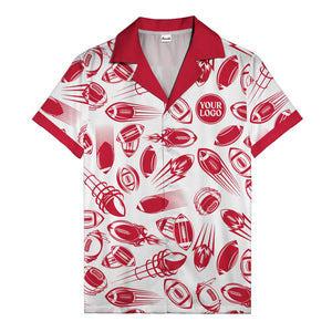 dynamic footballs & speed lines black white graphic hawaiian shirt for men