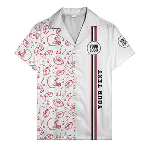 football helmets play diagrams cartoon sports hawaiian shirt for men
